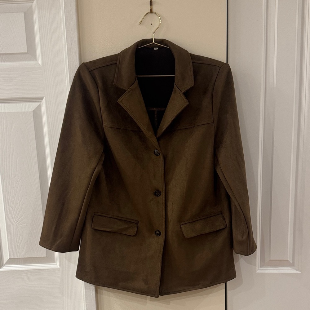 Vintage Brown Faux Suede Women's Jacket